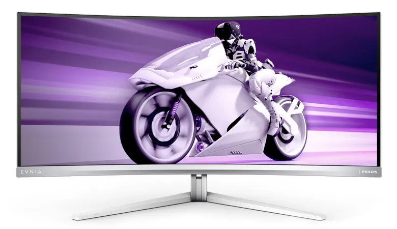 Philips Evnia 34M2C8600/00 34" Wide Quad HD Curved Gaming Monitor - 0.03ms, OLED, AMD FreeSync, Height Adjustable, Speakers, White