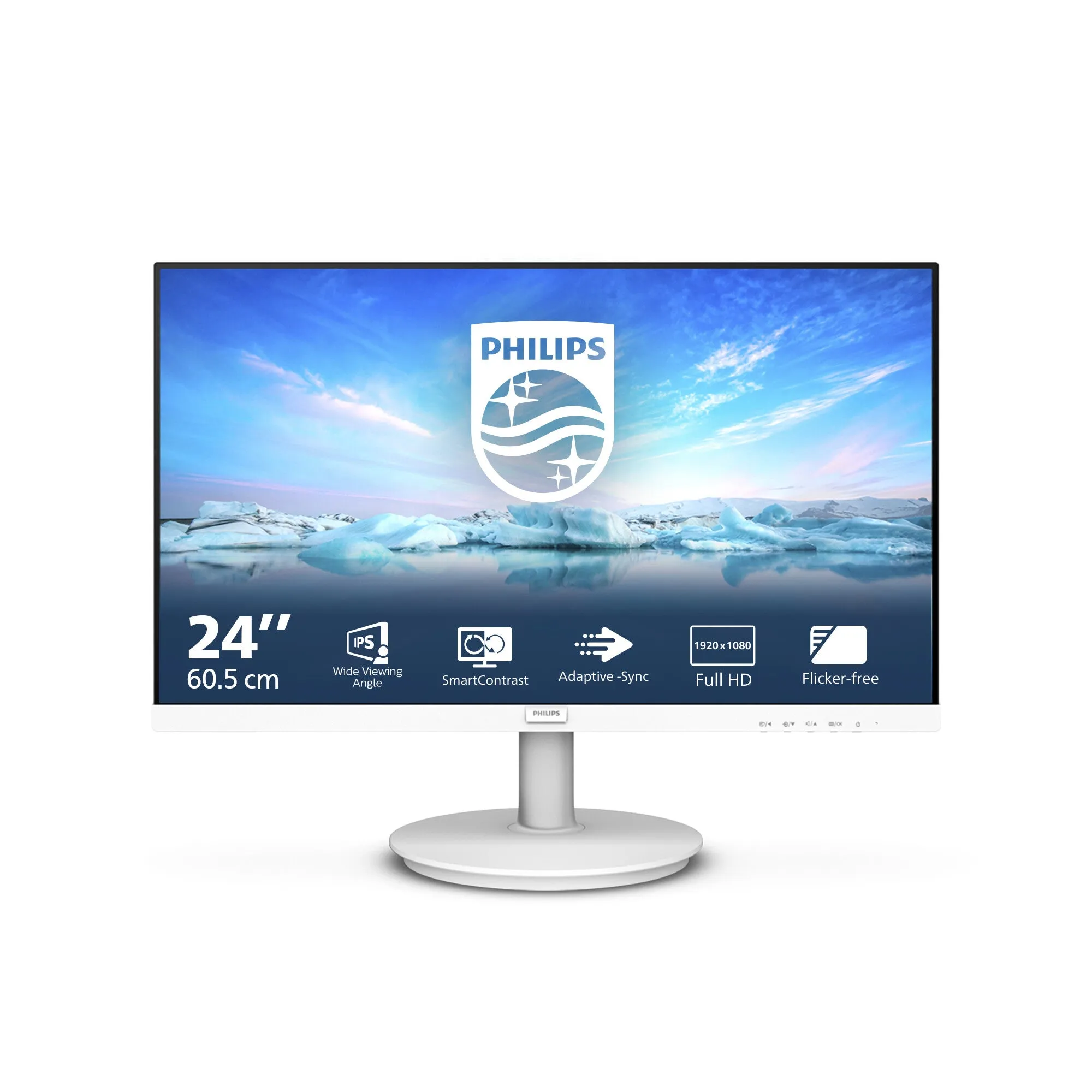 Philips V Line 241V8AW/00 23.8" Full HD Monitor - 75Hz, 4ms, IPS, Adaptive-Sync, Speakers, White