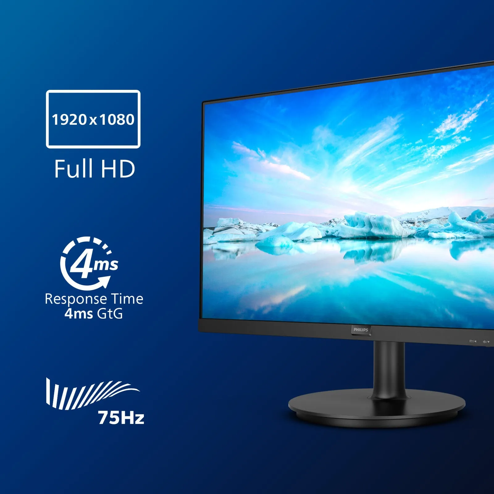 Philips V Line 241V8LA/00 23.8" Full HD Monitor - 75Hz, 4ms, VA, Adaptive-Sync, Speakers, Black