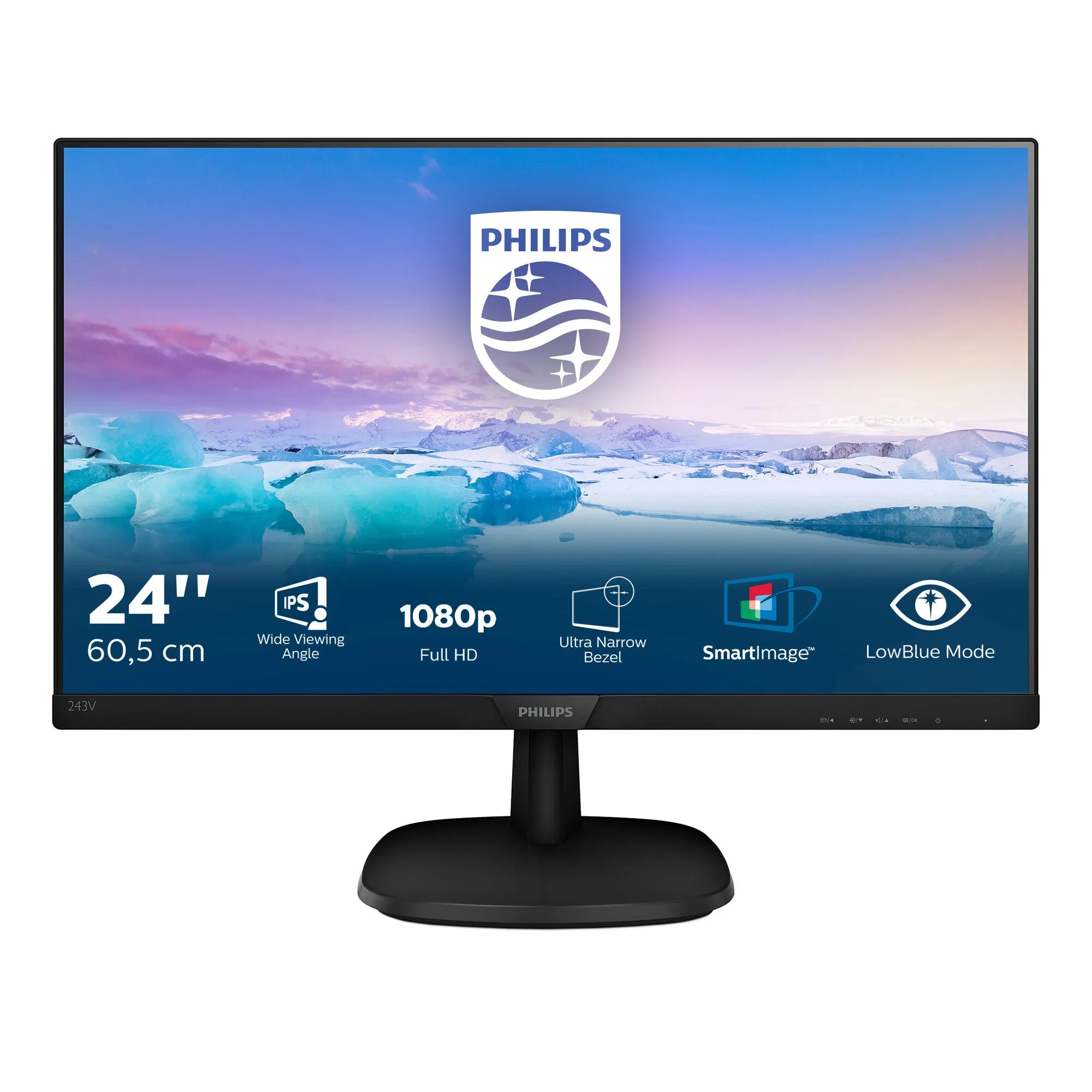 Philips V Line 243V7QDAB/00 23.8" Full HD Monitor - 75Hz, 4ms, IPS, Height Adjustable, Speakers, Black