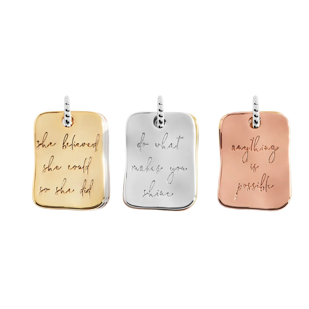 'Positivity' Affirmation Discs Necklace | Silver, Gold & Rose Gold Plated