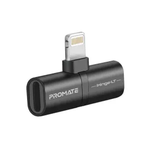 Promate 2-in-1 Lightning Splitter Charging Lightning Output Black