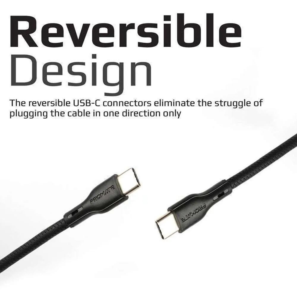 Promate 60W USB-C to USB-C Cable 2m Black