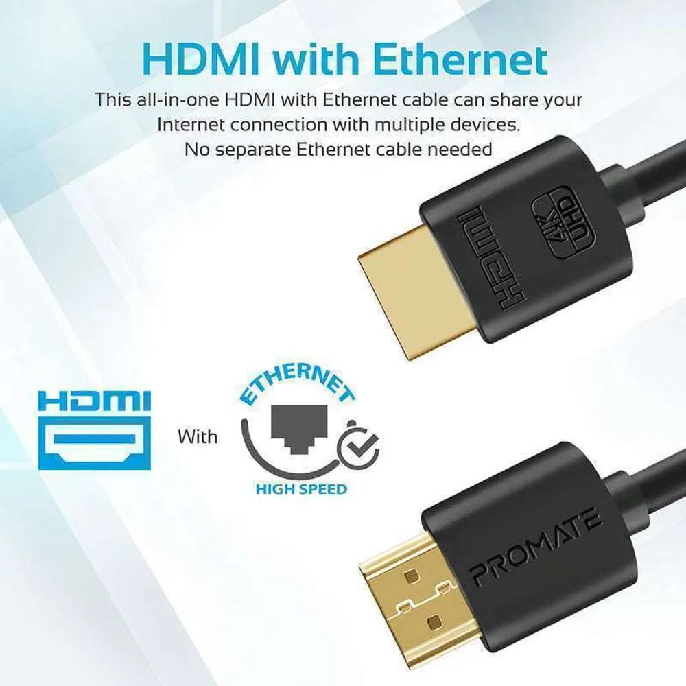 Promate HDMI (Male)-HDMI (Male) Cable 3D 4K UltraHD Ethernet 5m