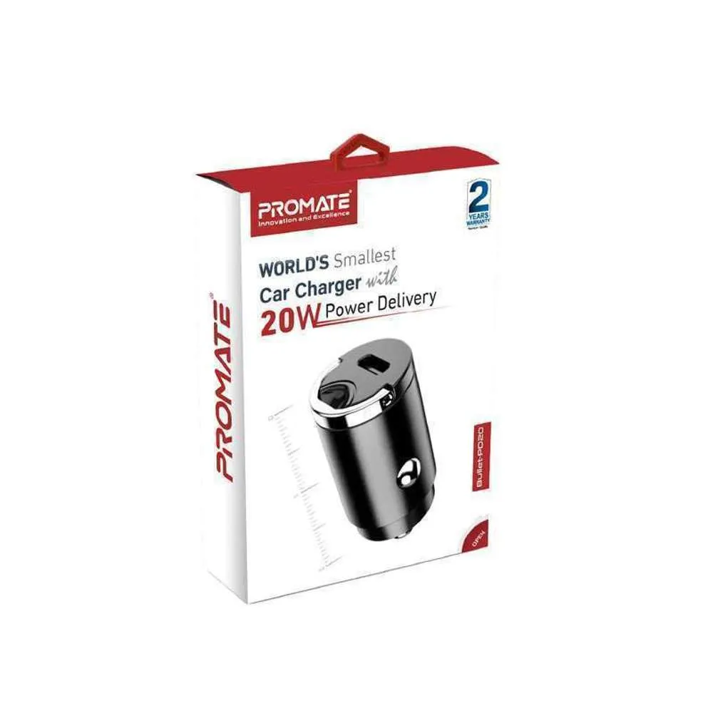 Promate Mini 20W USB-C Power Delivery Car Charger