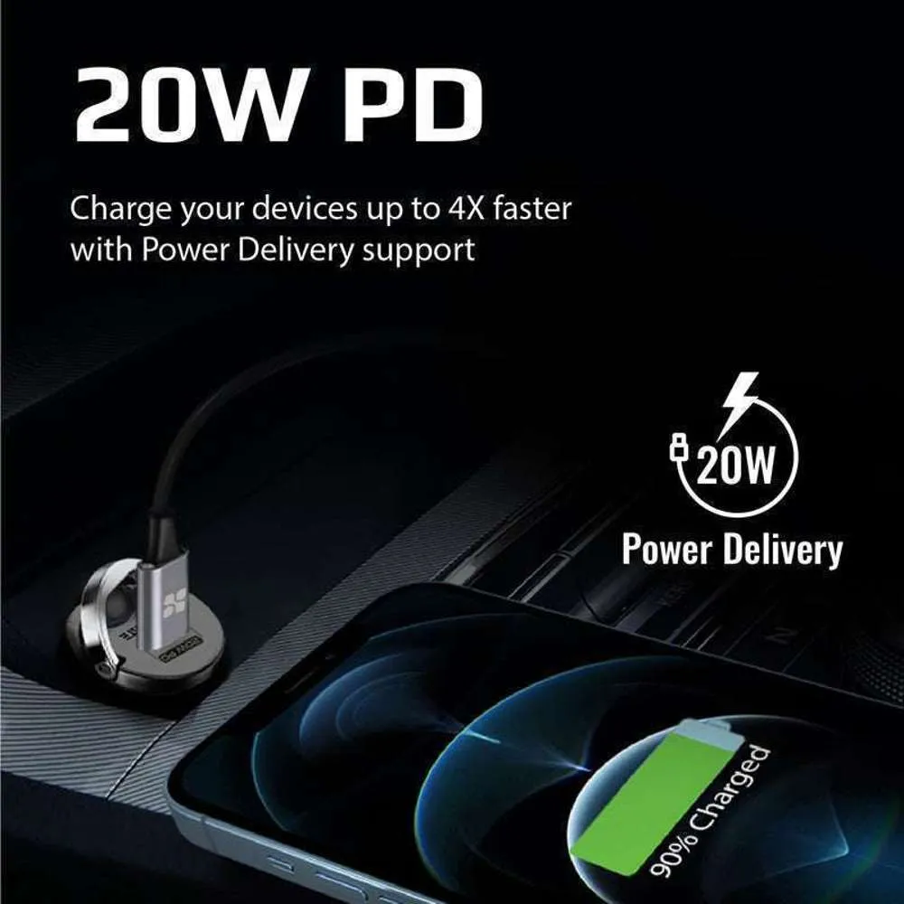Promate Mini 20W USB-C Power Delivery Car Charger