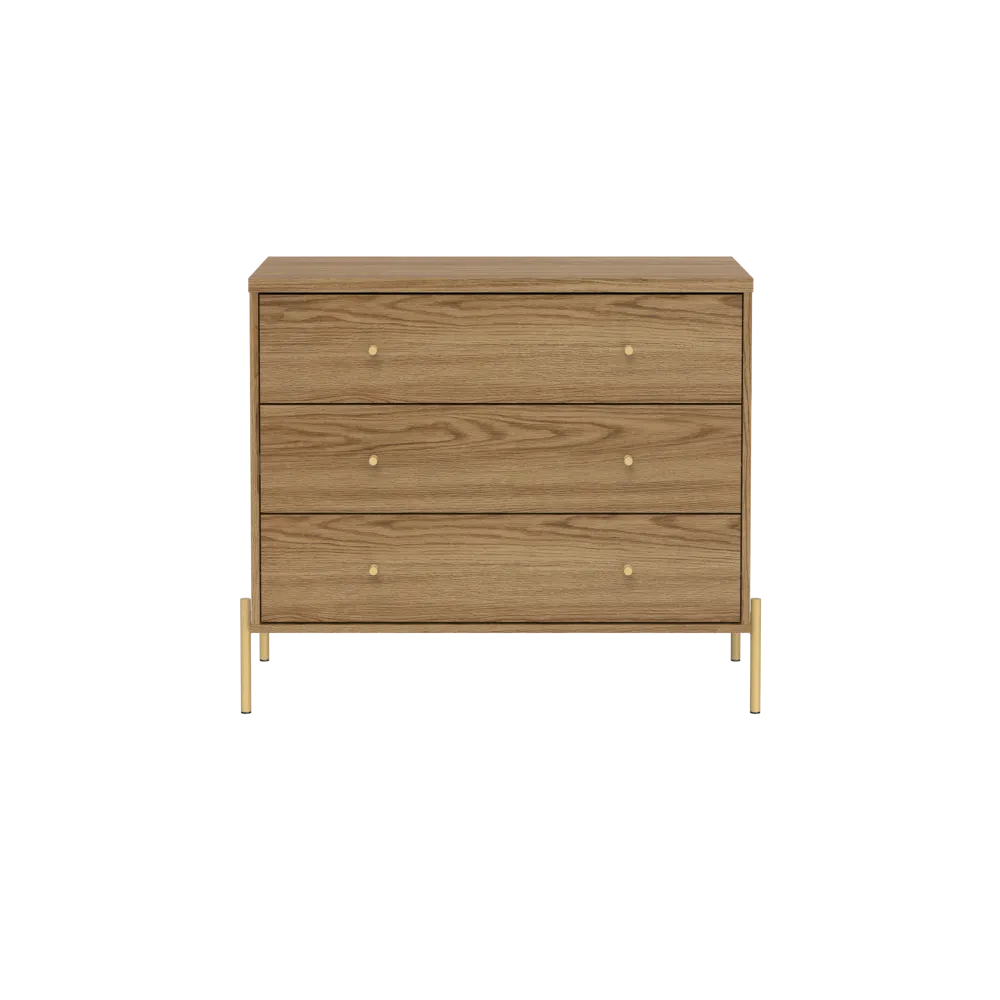 Provincia Jasper 3 Drawer Dresser Oak/Gold #PA61454 (No Warranty)