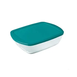 Pyrex Glass Container Rectangle 2.5l with Blue Lid