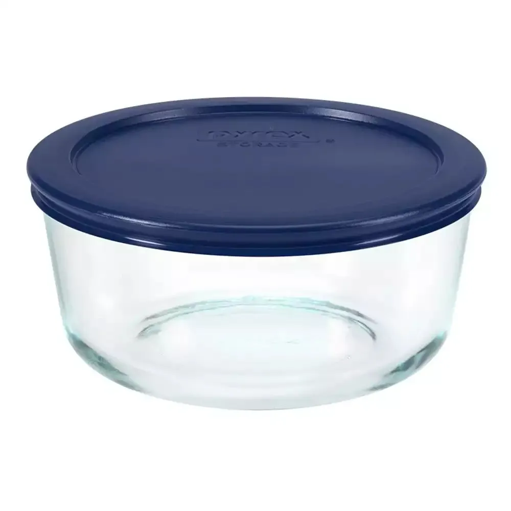Pyrex Glass Container Round with Blue Lid 1.65L