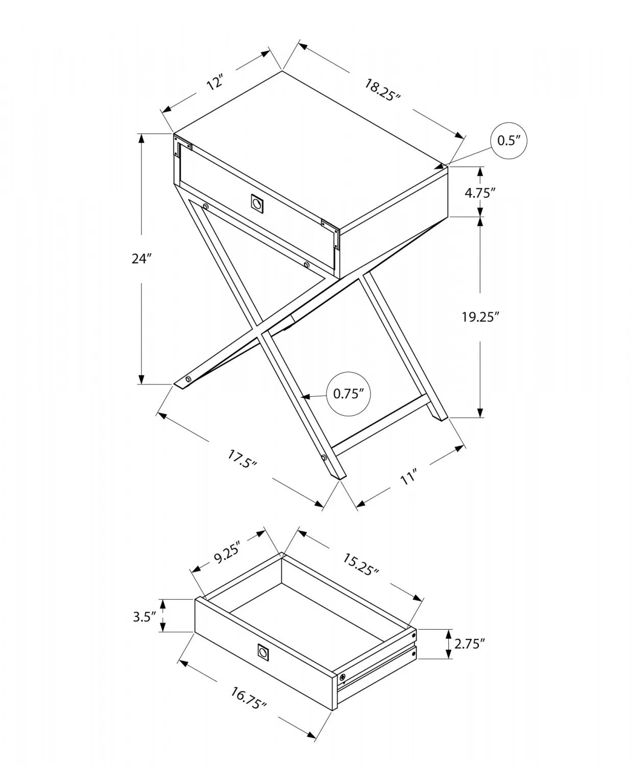 Rane Side Table - Grey