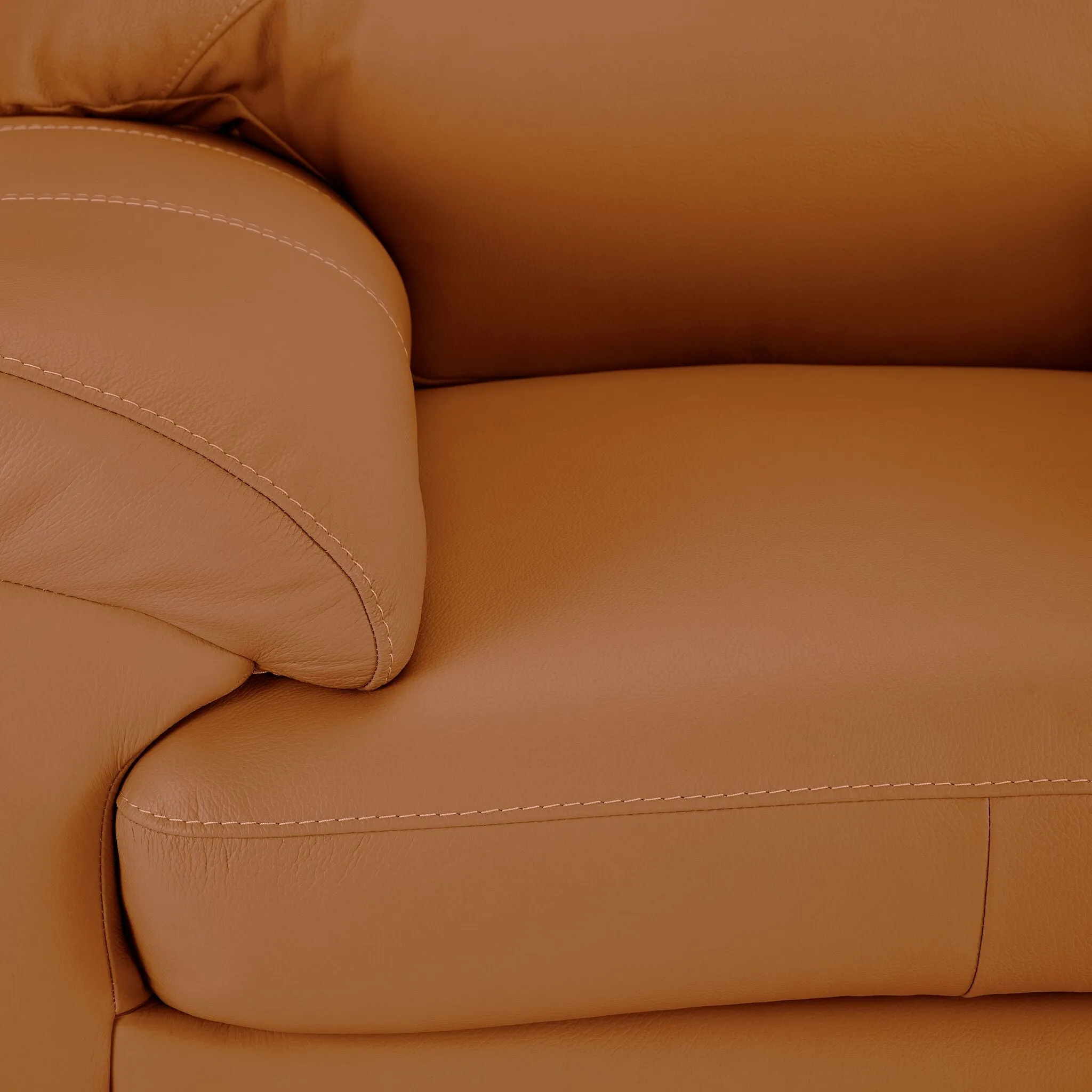 Raphael Leather Sofa and Loveseat Set- Saddle