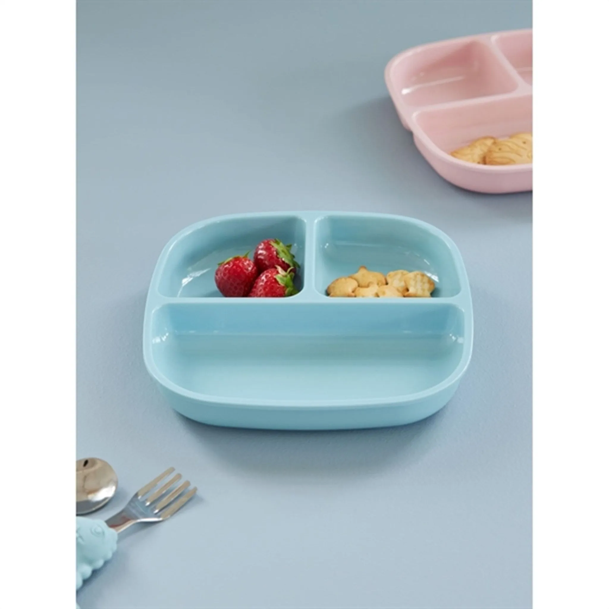 RICE Mint Melamine Childrens Plate with 3 Rooms