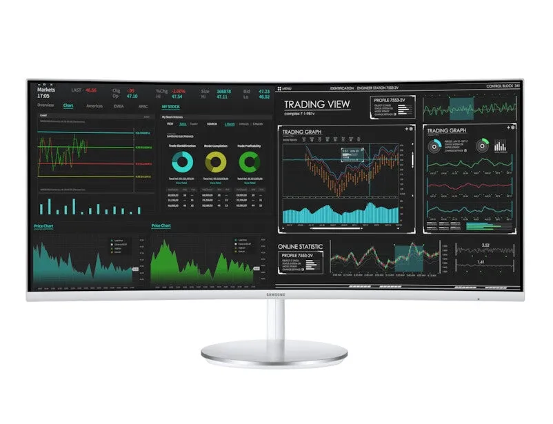 Samsung C34J791WTR 34" UltraWide Quad HD Curved Monitor - 100Hz, 4ms, VA, AMD FreeSync, Height Adjustable, Speakers, Grey