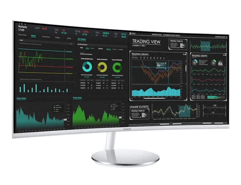 Samsung C34J791WTR 34" UltraWide Quad HD Curved Monitor - 100Hz, 4ms, VA, AMD FreeSync, Height Adjustable, Speakers, Grey