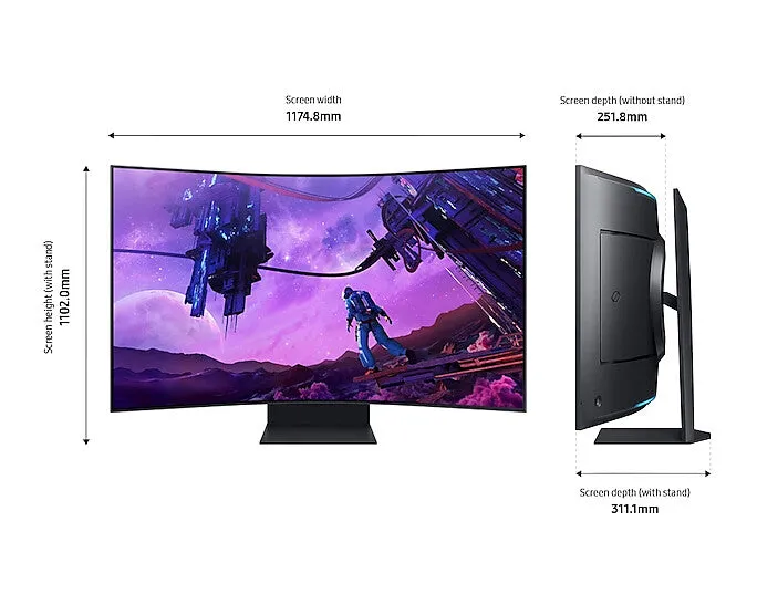 Samsung Odyssey S55BG970NU 55" 4K Ultra HD Curved Gaming Monitor - 165Hz, 1ms, VA, AMD FreeSync Premium Pro, Height Adjustable, Speakers, Black