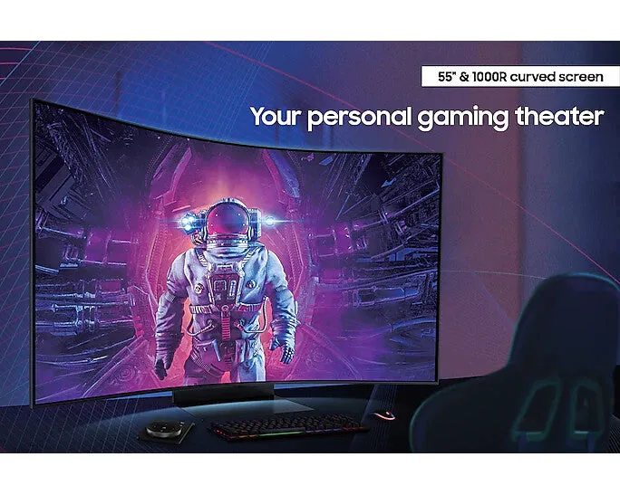 Samsung Odyssey S55BG970NU 55" 4K Ultra HD Curved Gaming Monitor - 165Hz, 1ms, VA, AMD FreeSync Premium Pro, Height Adjustable, Speakers, Black
