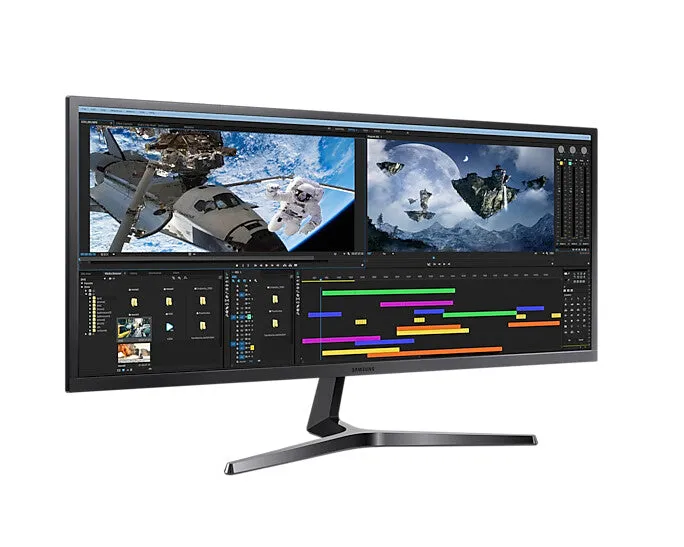 Samsung S34J550W 34" UltraWide Quad HD Monitor - 75Hz, 4ms, VA, AMD FreeSync, Blue and Grey
