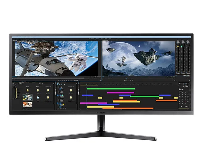 Samsung S34J550W 34" UltraWide Quad HD Monitor - 75Hz, 4ms, VA, AMD FreeSync, Blue and Grey