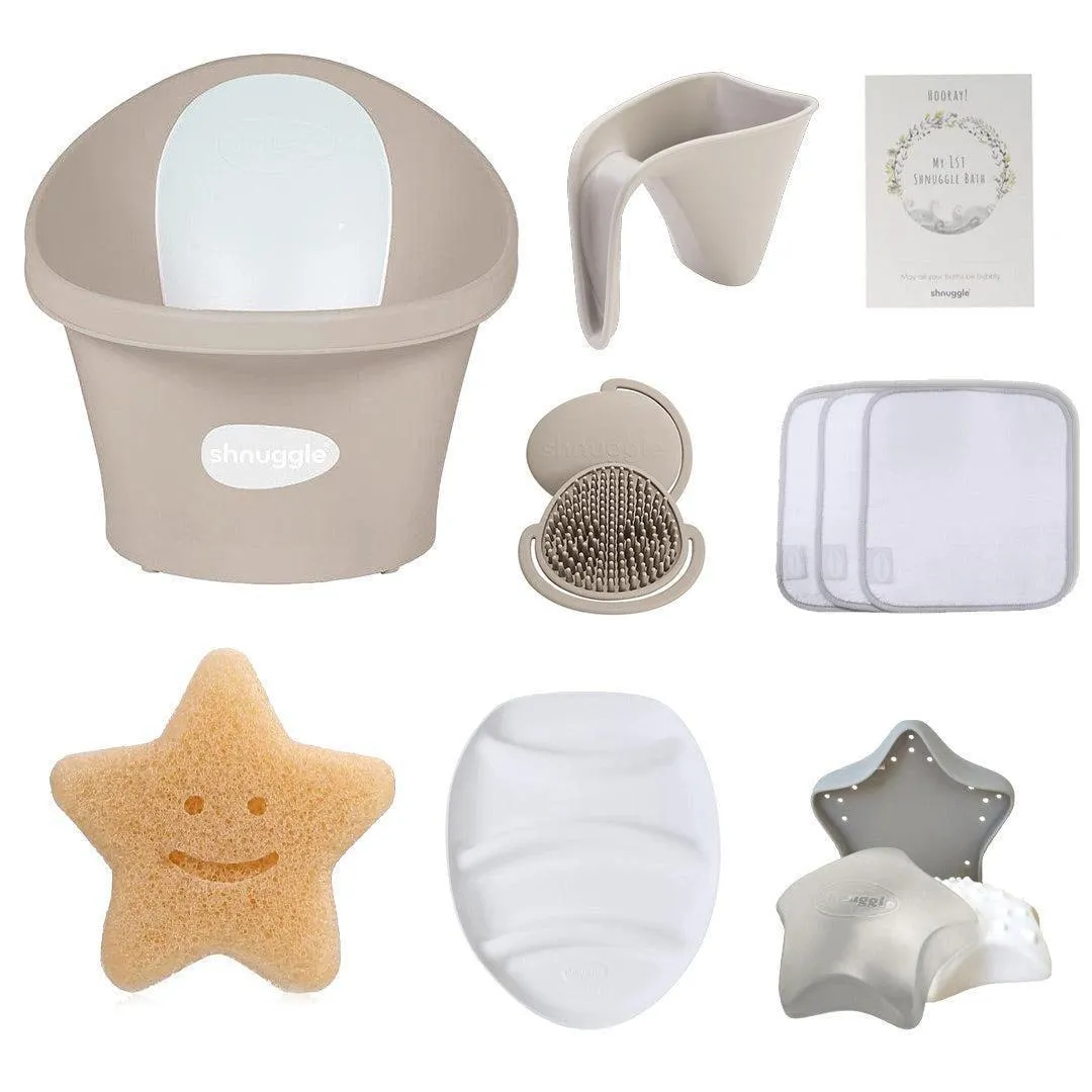 Shnuggle Baby Bath Essentials Bundle - Taupe