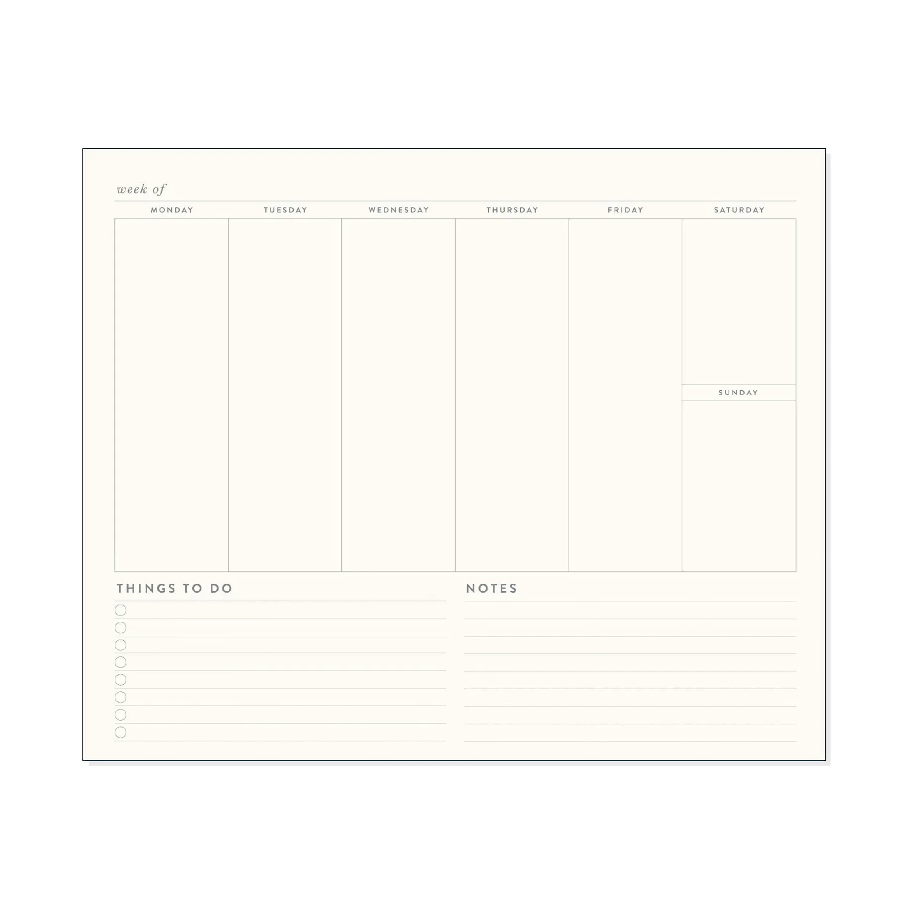 Spiral Undated Weekly Desk Planner | Black & Gold | 10x8"