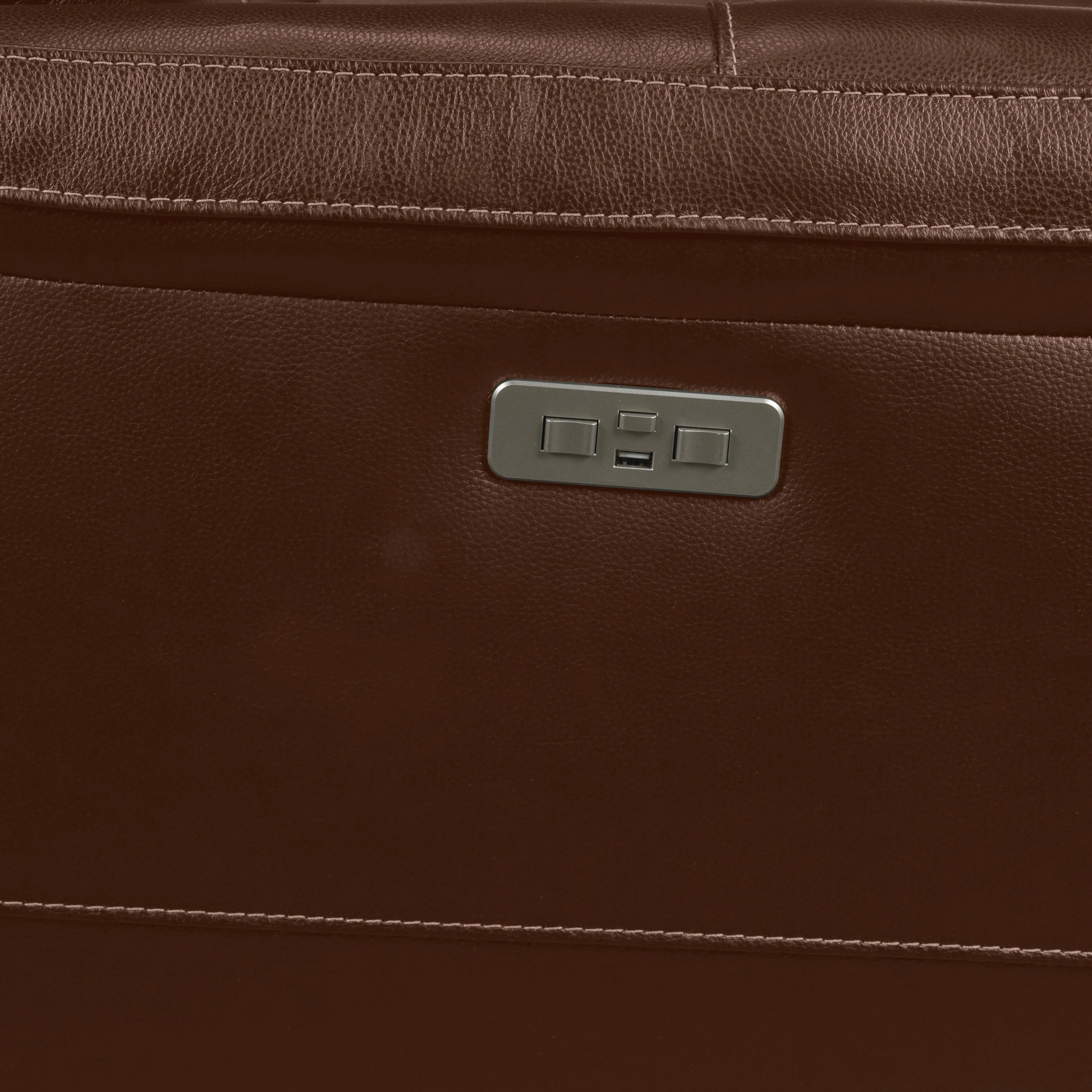 Stallion Leather Dual Power Reclining Loveseat - Chestnut