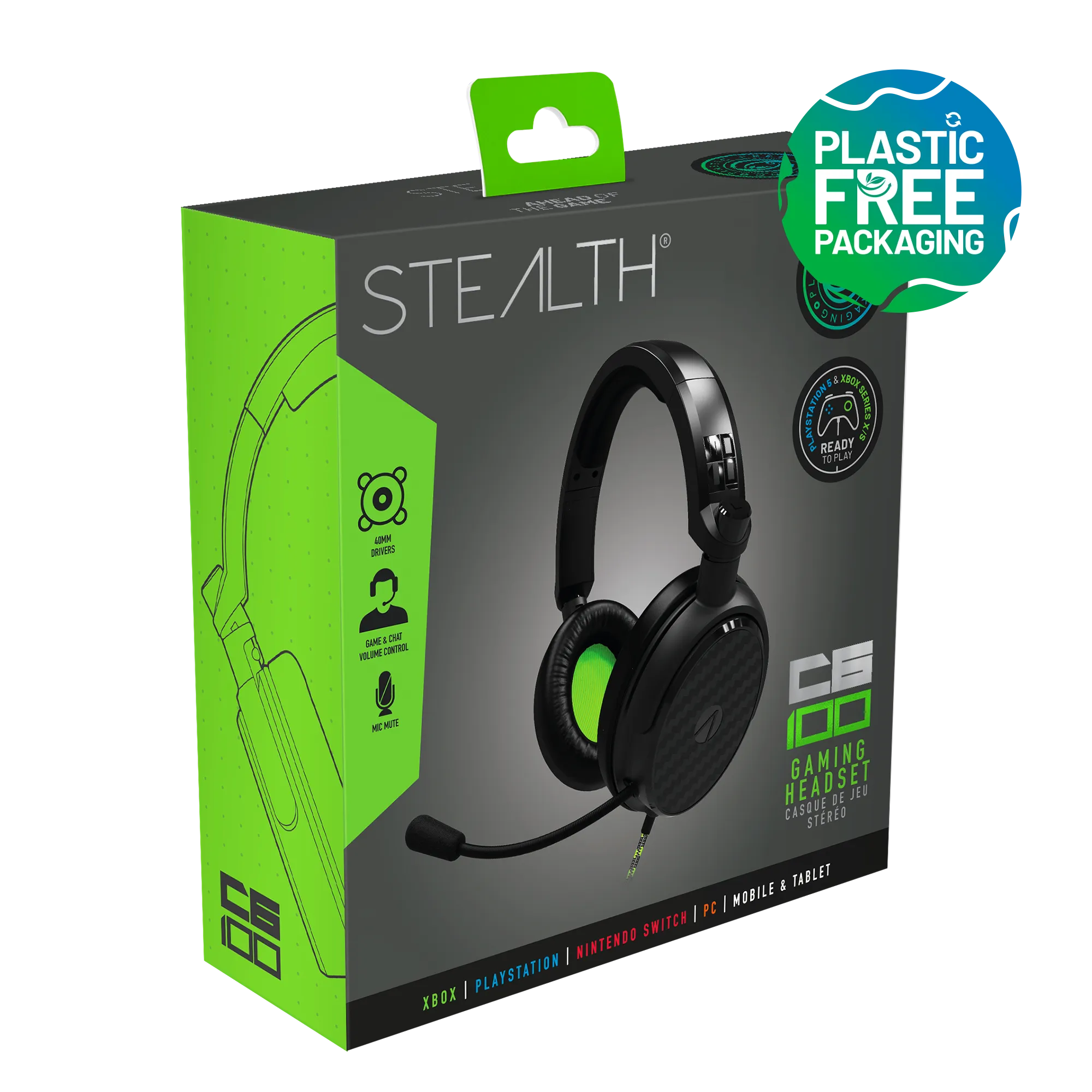 Stealth C6-100 Gaming Headset for XBOX, PS4/PS5, Switch, PC - Green