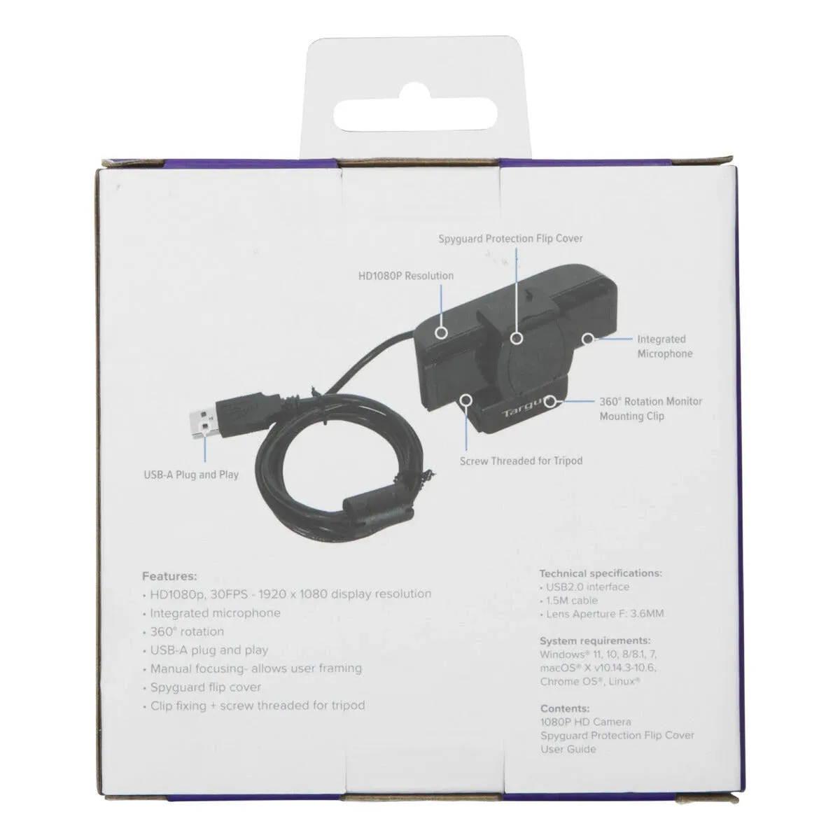 Targus AVC041GL webcam 2 MP 1920 x 1080 pixels USB 2.0 Black