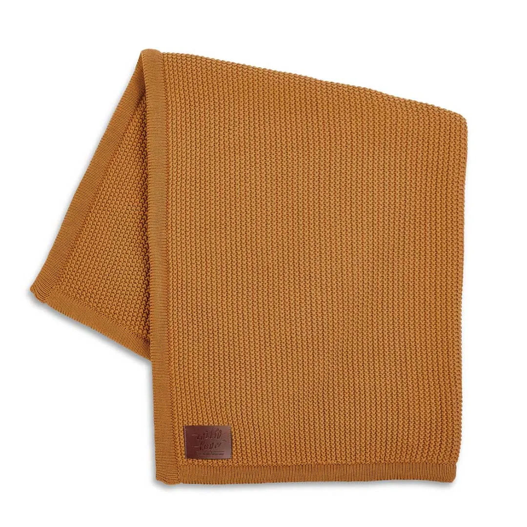 The Little Green Sheep Organic Knitted Fleece Baby Blanket - Honey