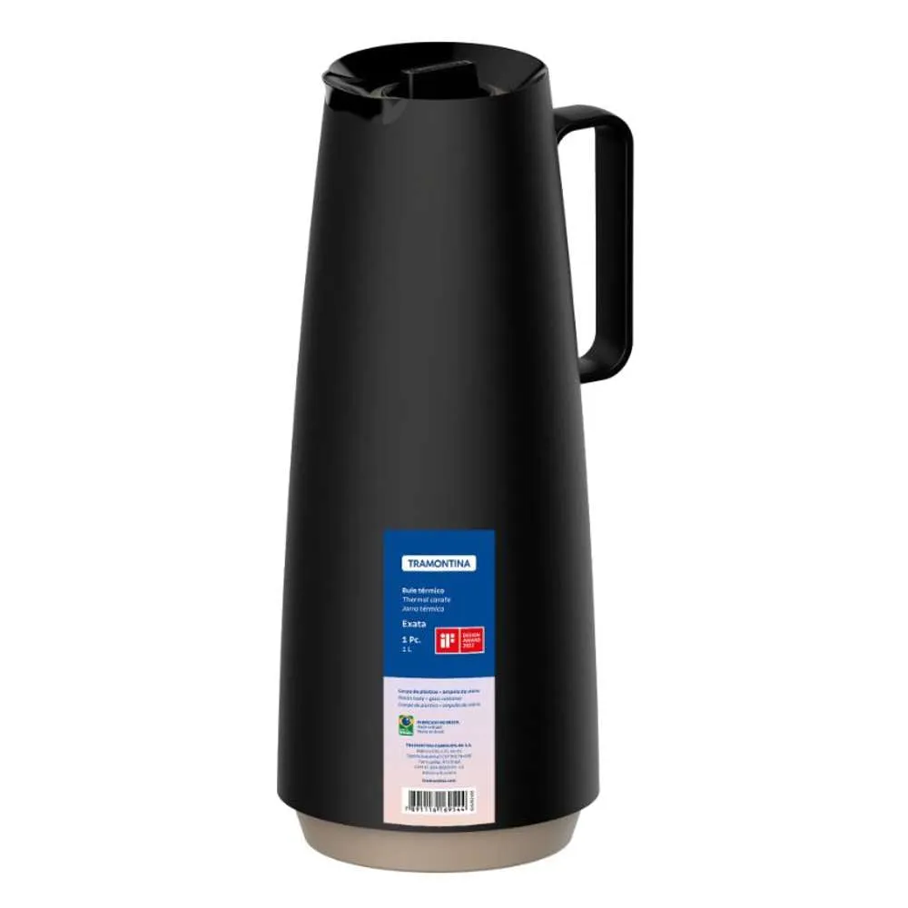 Tramontina Fphila Exata Vacuum Insulated Flask 1L Black