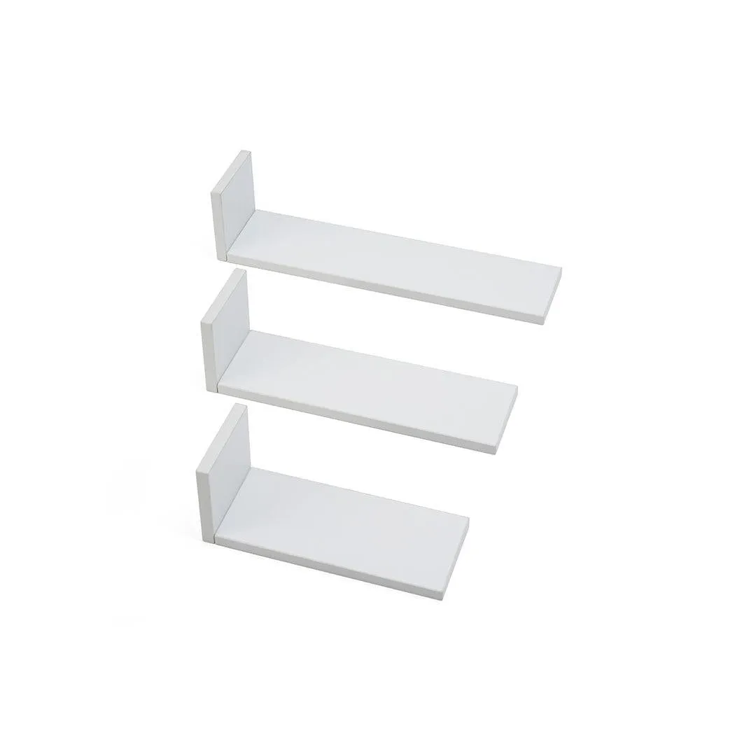 Tutti Bambini Rio Set of Three L-Shaped Wall Shelves - White