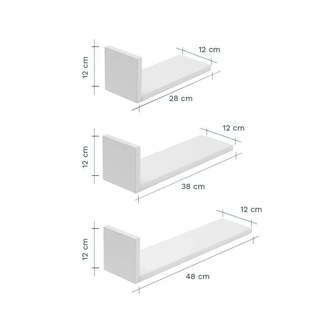 Tutti Bambini Rio Set of Three L-Shaped Wall Shelves - White