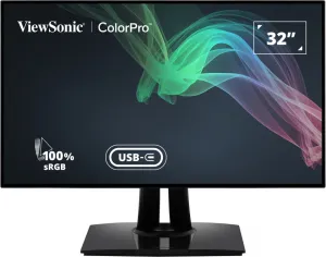 ViewSonic VP Series 3268A-4K 32" 4K Ultra HD Monitor - 60Hz, 5ms, IPS, Height Adjustable, Speakers, Black