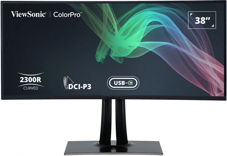 Viewsonic VP3881A 38" Quad HD  Curved Monitor - 60Hz, 5ms, IPS, AMD FreeSync, Height Adjustable, Speakers, Black