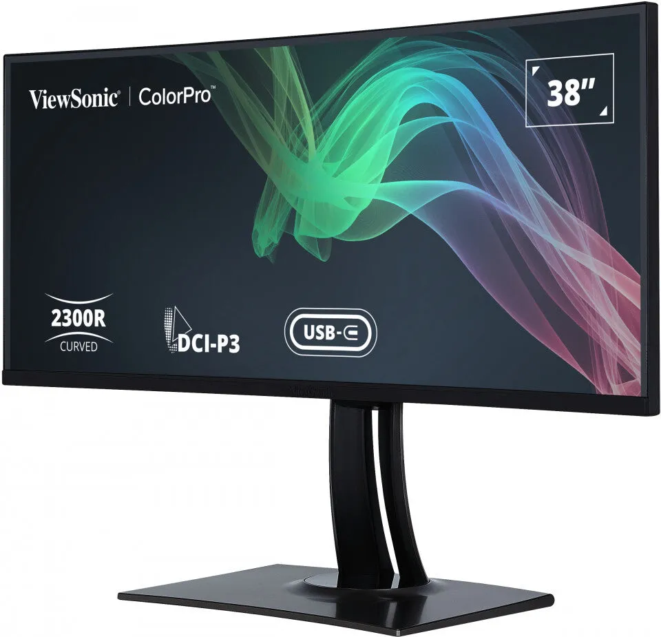 Viewsonic VP3881A 38" Quad HD  Curved Monitor - 60Hz, 5ms, IPS, AMD FreeSync, Height Adjustable, Speakers, Black