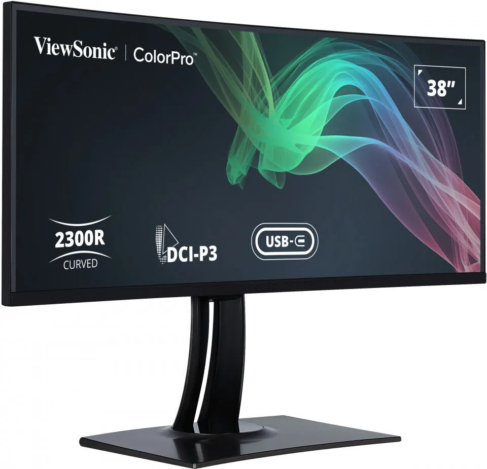 Viewsonic VP3881A 38" Quad HD  Curved Monitor - 60Hz, 5ms, IPS, AMD FreeSync, Height Adjustable, Speakers, Black
