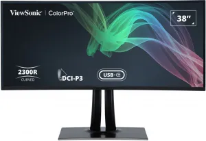 Viewsonic VP3881A 38" Quad HD  Curved Monitor - 60Hz, 5ms, IPS, AMD FreeSync, Height Adjustable, Speakers, Black