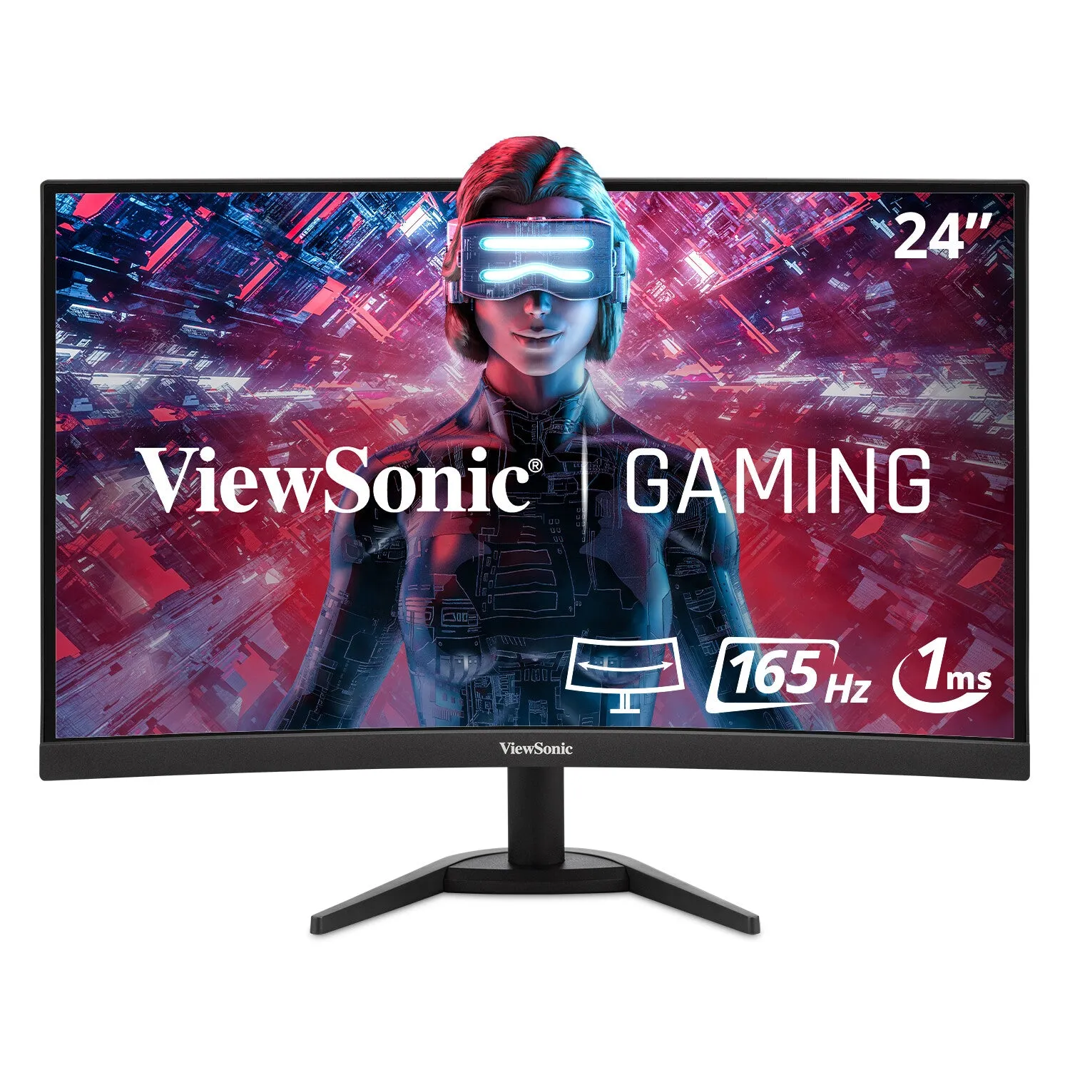 Viewsonic VX Series VX2468-PC-MHD 24" Full HD Curved Gaming Monitor - 165Hz, 2ms, MVA, AMD FreeSync Premium, Speakers, Black